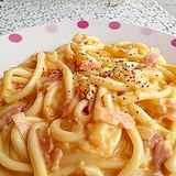 パスタより簡単！うどんdeカルボナーラ